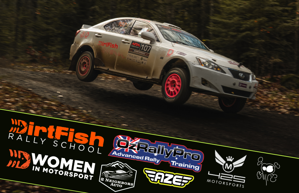 Back of hero card: White racecar fully in the air above the dirt road, with banner below with numerous sponsor logos.